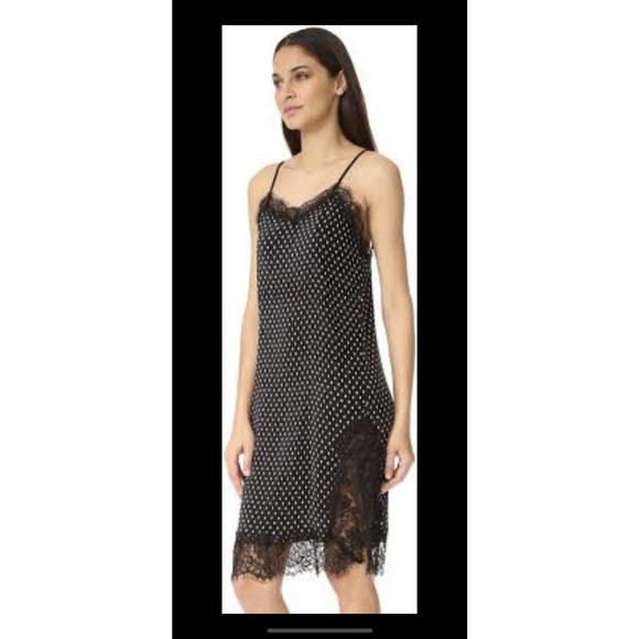 Free People Dresses & Skirts - Free People Cami Slip Dress Black 0 XS Pleated Polka Dot Intimately Lace NWT